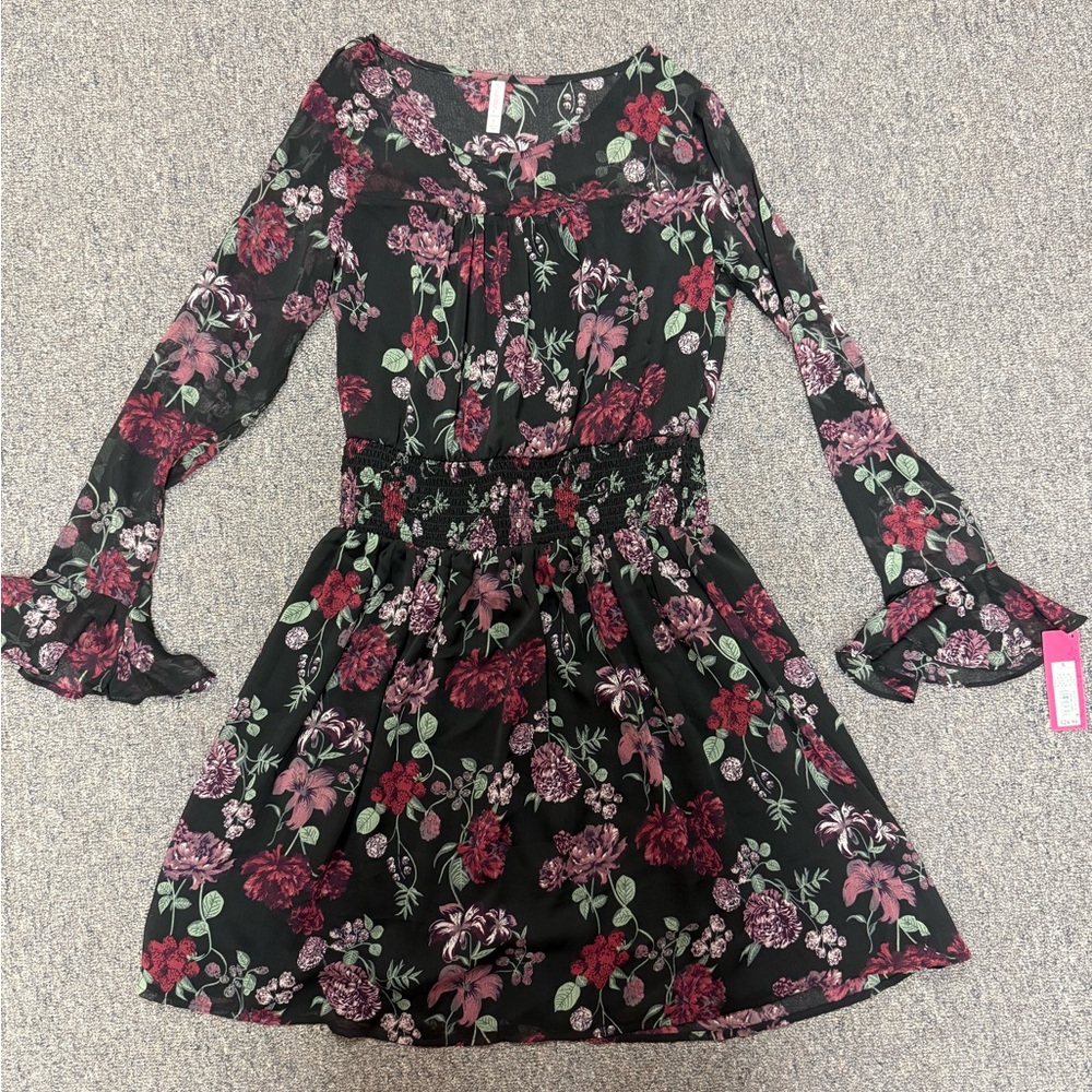 Xhilaration Black and Pink Floral Dress